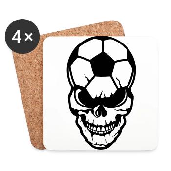 Fußball Kopf des Todes Schädel Schädel - Untersetzer (4er-Set) - Weiß - Vorne