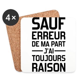 sauf erreur de ma part j'ai toujours raison - Untersetzer (4er-Set) - Weiß - Vorne