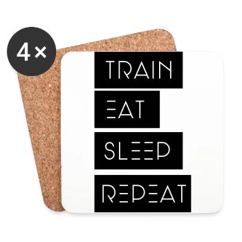 Train Eat sleep Repeat - Untersetzer (4er-Set) - Weiß - Vorne