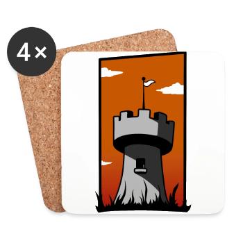 Mittelalterlicher Turm mit Sonnenuntergang - Untersetzer (4er-Set) - Weiß - Vorne