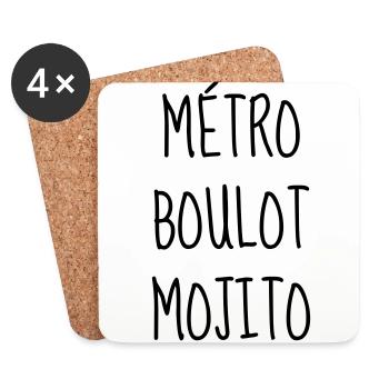 Mojito - Citation - Humour - Comique - Fun Alcool - Dessous de verre (lot de 4) - blanc - Devant