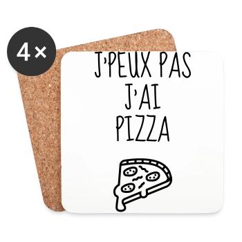 pizza / pizzaiolo / chef / italie / pizzaiola - Dessous de verre (lot de 4) - blanc - Devant