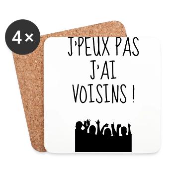 voisin / voisinage / voisine / convivial - Dessous de verre (lot de 4) - blanc - Devant