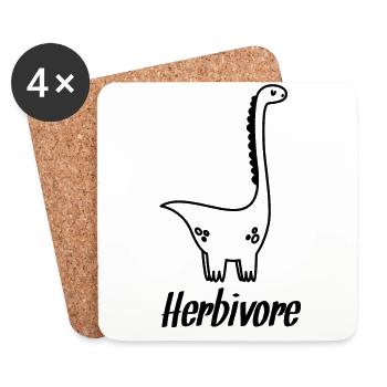 Vegan Vegan Vegan Dinosaur Black - Coasters (set of 4) - white - Front