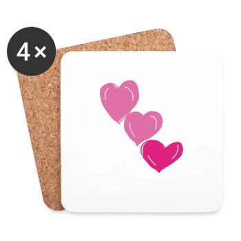 Herzen pink 3 - Untersetzer (4er-Set) - Weiß - Vorne