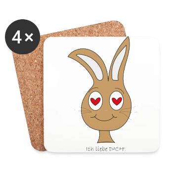 Lapin - Dessous de verre (lot de 4) - blanc - Devant