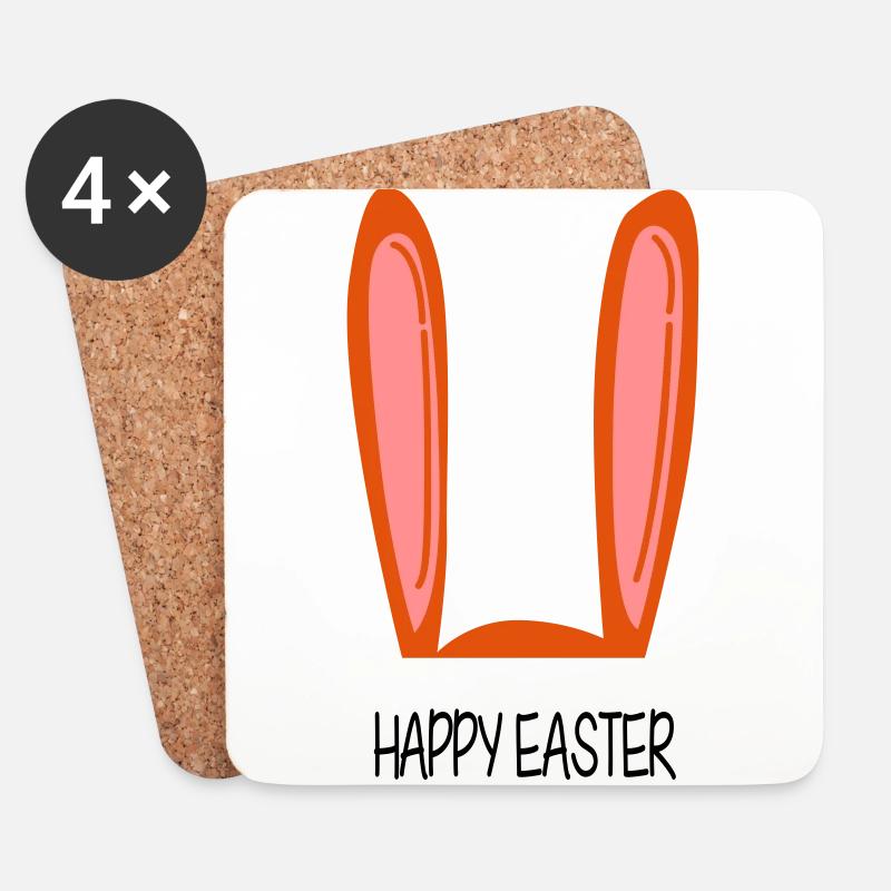 Happy Easter - Untersetzer (4er-Set) - Weiß