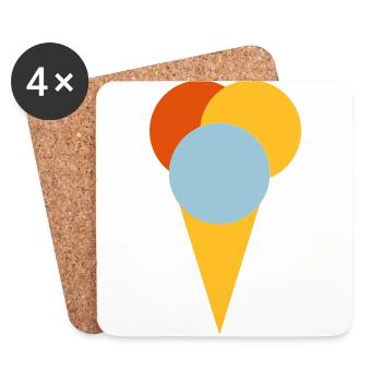Crème glacée - Dessous de verre (lot de 4) - blanc - Devant