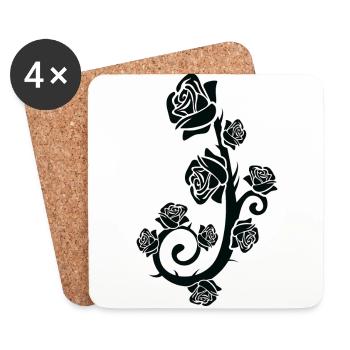 Schwarze Rose, Black rose - Untersetzer (4er-Set) - Weiß - Vorne