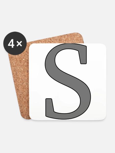 Buchstabe S Anfangsbuchstabe - Untersetzer (4er-Set) - Weiß