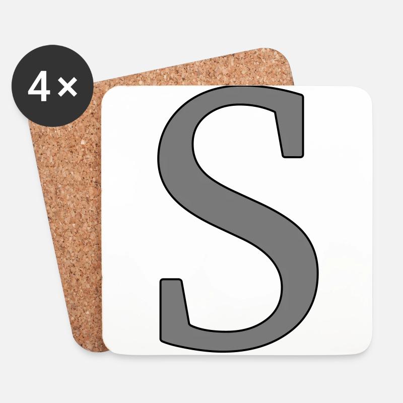 Buchstabe S Anfangsbuchstabe - Untersetzer (4er-Set) - Weiß