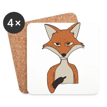 Mürrischer Fuchs with middle finger - Coasters (set of 4) - white - Front