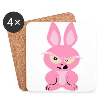 Pink Rabbit Shirt - Funny Rodent - Coasters (set of 4) - white - Front