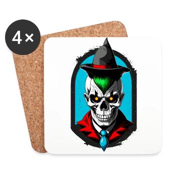 Un élève magicien avec crâne et chapeau pointu - Dessous de verre (lot de 4) - blanc - Devant