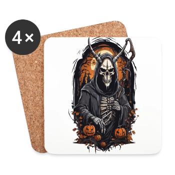 Conception démoniaque du crâne de faucheuse sinistre d’Halloween - Dessous de verre (lot de 4) - blanc - Devant