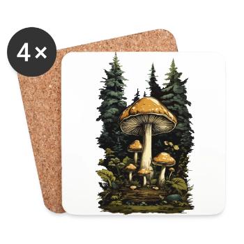 Retro Toadstool Forest & Mushroom Magic Design - Coasters (set of 4) - white - Front