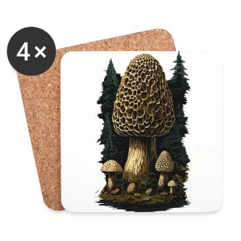 Vintage Morels Goblincore Mushroom Magic - Coasters (set of 4) - white - Front