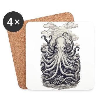 Octopus Fisherman Deep Sea Marine Design - Dessous de verre (lot de 4) - blanc - Devant