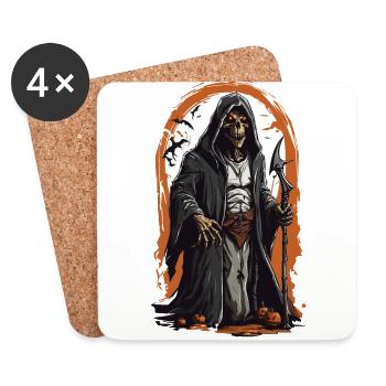 Grim Reaper Magic Halloween Undead Skeleton - Coasters (set of 4) - white - Front