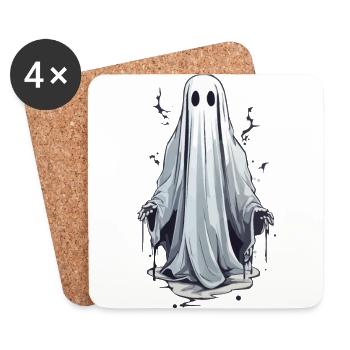 Halloween Ghost Spooky October Ghost - Coasters (set of 4) - white - Front