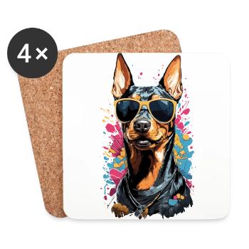 Cooler Dobermann Hund Design mit Stil - Untersetzer (4er-Set) - Weiß - Vorne