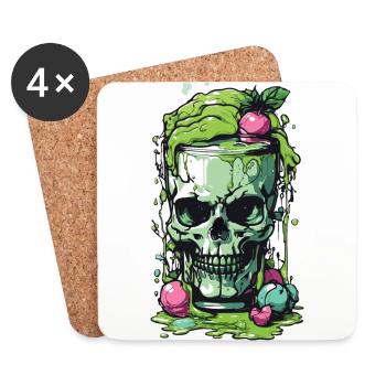 Giftiger Gothic Skull Becher Halloween Design - Untersetzer (4er-Set) - Weiß - Vorne