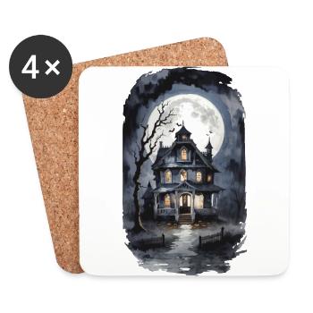 Creepy Geisterhaus Halloween Vintage Grusel - Untersetzer (4er-Set) - Weiß - Vorne