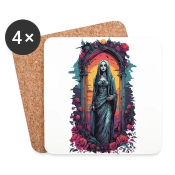 Occulte Gothique Esthétique Rétro Wave Streetwear - Dessous de verre (lot de 4) - blanc - Devant