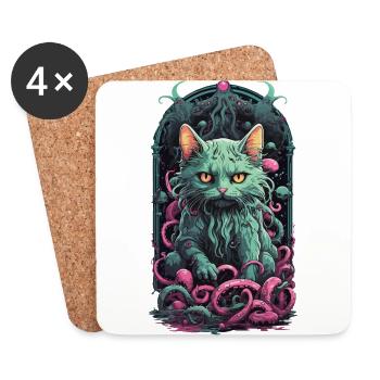 Chats démon Underworld occulte Halloween Design - Dessous de verre (lot de 4) - blanc - Devant