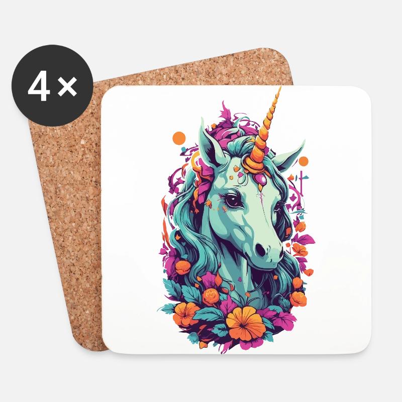 Magisches Einhorn in Pastell Regenbogenfarben - Untersetzer (4er-Set) - Weiß