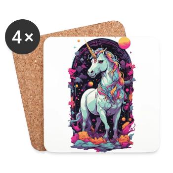 Licorne pastel Vaporwave Style rétro Magic Design - Dessous de verre (lot de 4) - blanc - Devant
