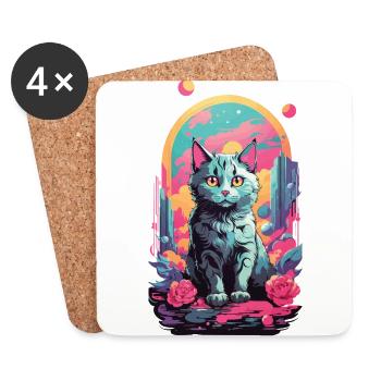 Magische Pastell Goth Katze mit Rosen Design - Untersetzer (4er-Set) - Weiß - Vorne