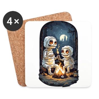 Kids Halloween Mummies Campfire Party Design - Coasters (set of 4) - white - Front