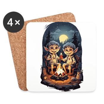 Halloween Camping Vampire Kids Cartoon - Coasters (set of 4) - white - Front