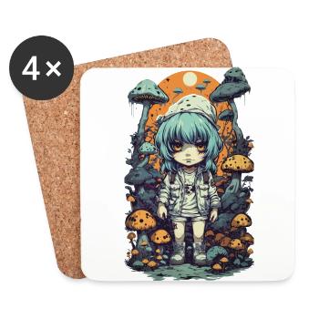 Anime Gothic Mushrooms Nature Magic Design - Coasters (set of 4) - white - Front