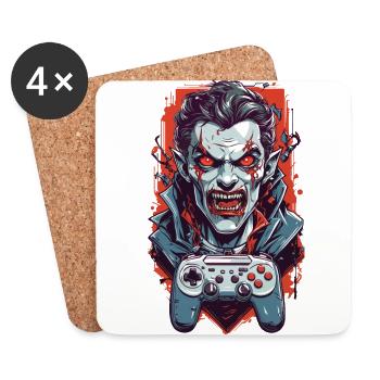 Rétro Vampire goule Halloween Gamer Design - Dessous de verre (lot de 4) - blanc - Devant