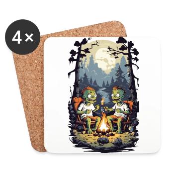 Zombies Feu De Camp Halloween Cartoon Enfants Design - Dessous de verre (lot de 4) - blanc - Devant