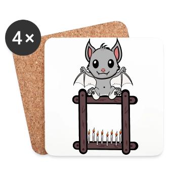 Halloween Bat Witching Hour Horreur - Dessous de verre (lot de 4) - blanc - Devant