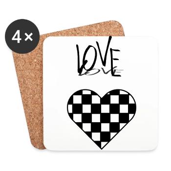 Stylish heart check look - Coasters (set of 4) - white - Front