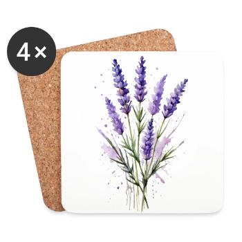 Rêves de lavande - Aquarelle - Dessous de verre (lot de 4) - blanc - Devant
