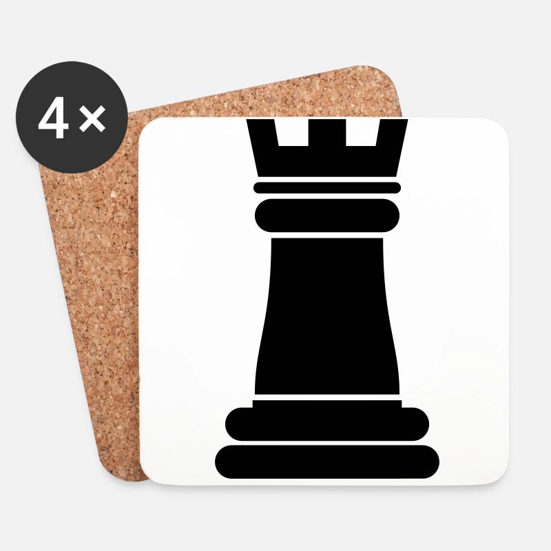Schachfigur Turm - Untersetzer (4er-Set) - Weiß