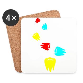 Symbole de l’icône de dent - Dessous de verre (lot de 4) - blanc - Devant
