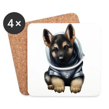 Schäferhund Astronaut - Untersetzer (4er-Set) - Weiß - Vorne