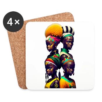 African faces - Coasters (set of 4) - white - Front