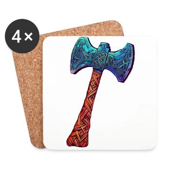 Cool Viking axe decorated with runes - Coasters (set of 4) - white - Front