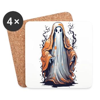 Drôle de conception de costumes fantômes d’Halloween - Dessous de verre (lot de 4) - blanc - Devant