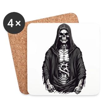 Halloween Grim Reaper Skeleton Skull Design - Coasters (set of 4) - white - Front