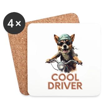 Motard Corgi « Highway Hero » - Dessous de verre (lot de 4) - blanc - Devant