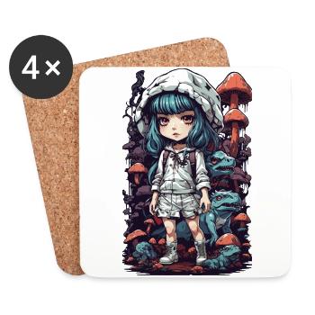 Psychedelic Mushroom Anime Festival Aesthetic - Coasters (set of 4) - white - Front