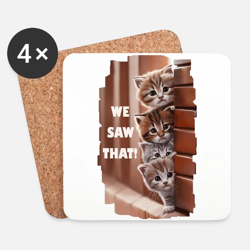 We saw that! - Neugierige Katzen sehen alles! - Untersetzer (4er-Set) - Weiß